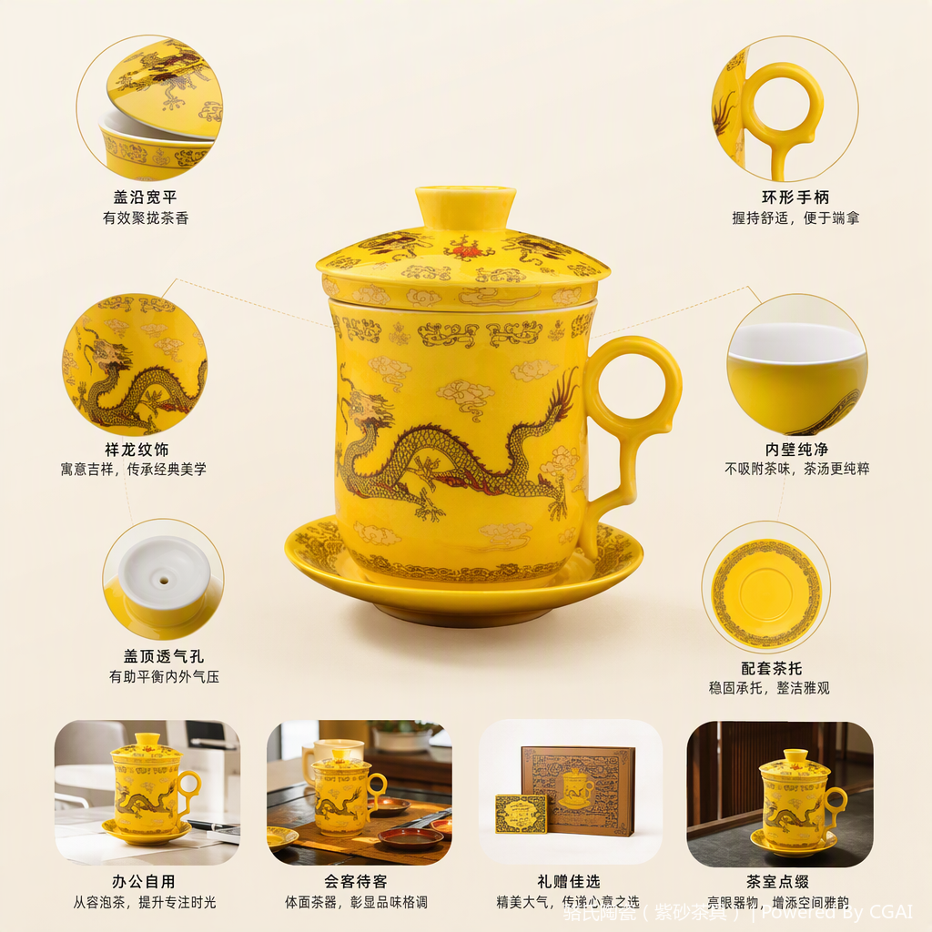 多款陶瓷茶杯家用日常泡茶喝水简约创意茶具套装礼品装细节图