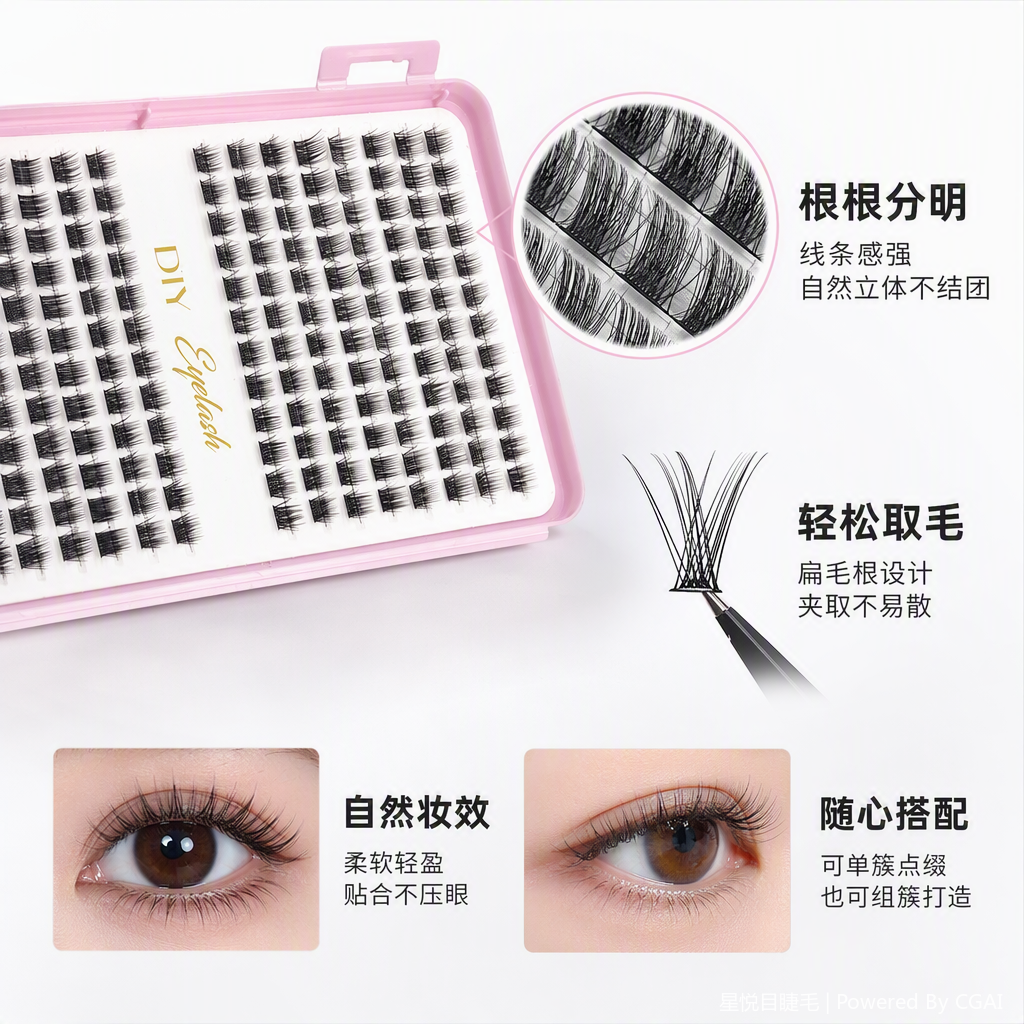 Natural and thick false eyelashes, long-lasting and slender beauty tools, natural makeup, easy to stick, various styles details Picture