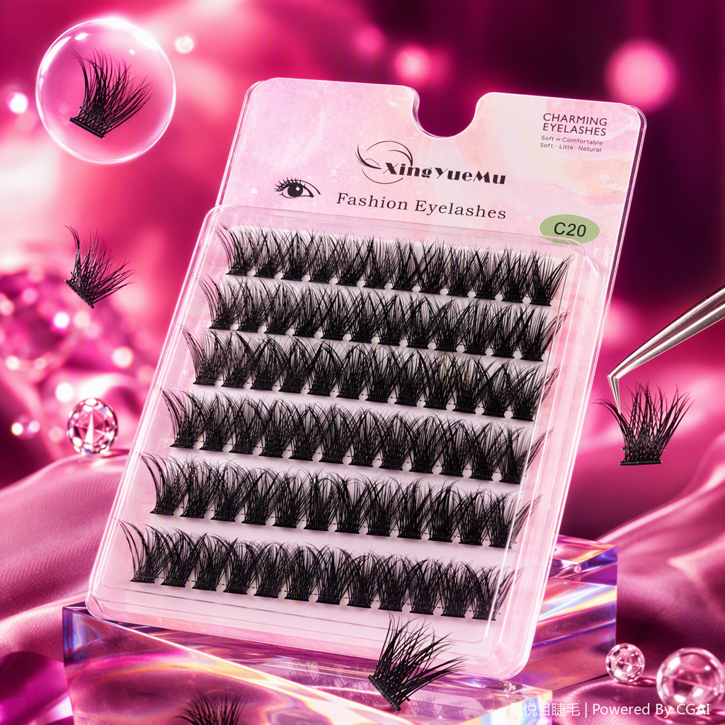 Natural thick false eyelashes, long-lasting and slender beauty tools, light and easy to stick, natural makeup look, suitable glue for matching Item Picture