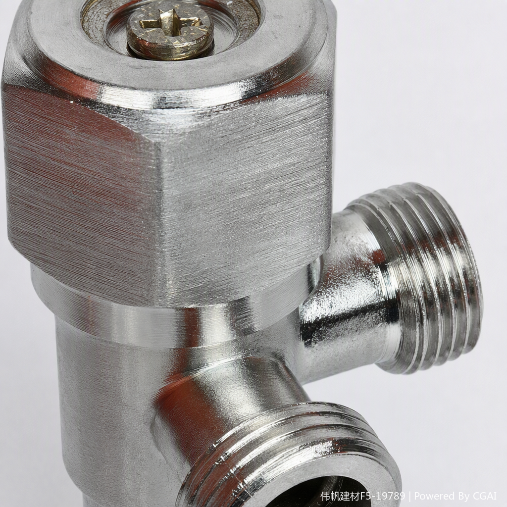 High-quality silver metal Angle valve, corrosion-resistant and high-pressure resistant household water pipe connection accessories, practical and durable Application Scenario