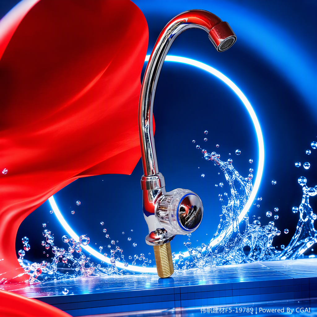 Fashionable red chrome-plated faucet, kitchen and bathroom washbasin, single-cooling faucet, simple and modern design Specification image