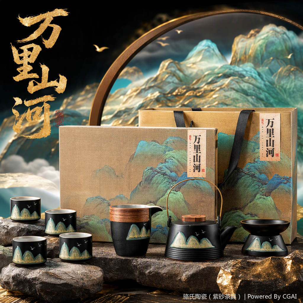 多功能陶瓷茶具套装家用简约创意泡茶器具茶杯茶壶组合礼品装白底实物图