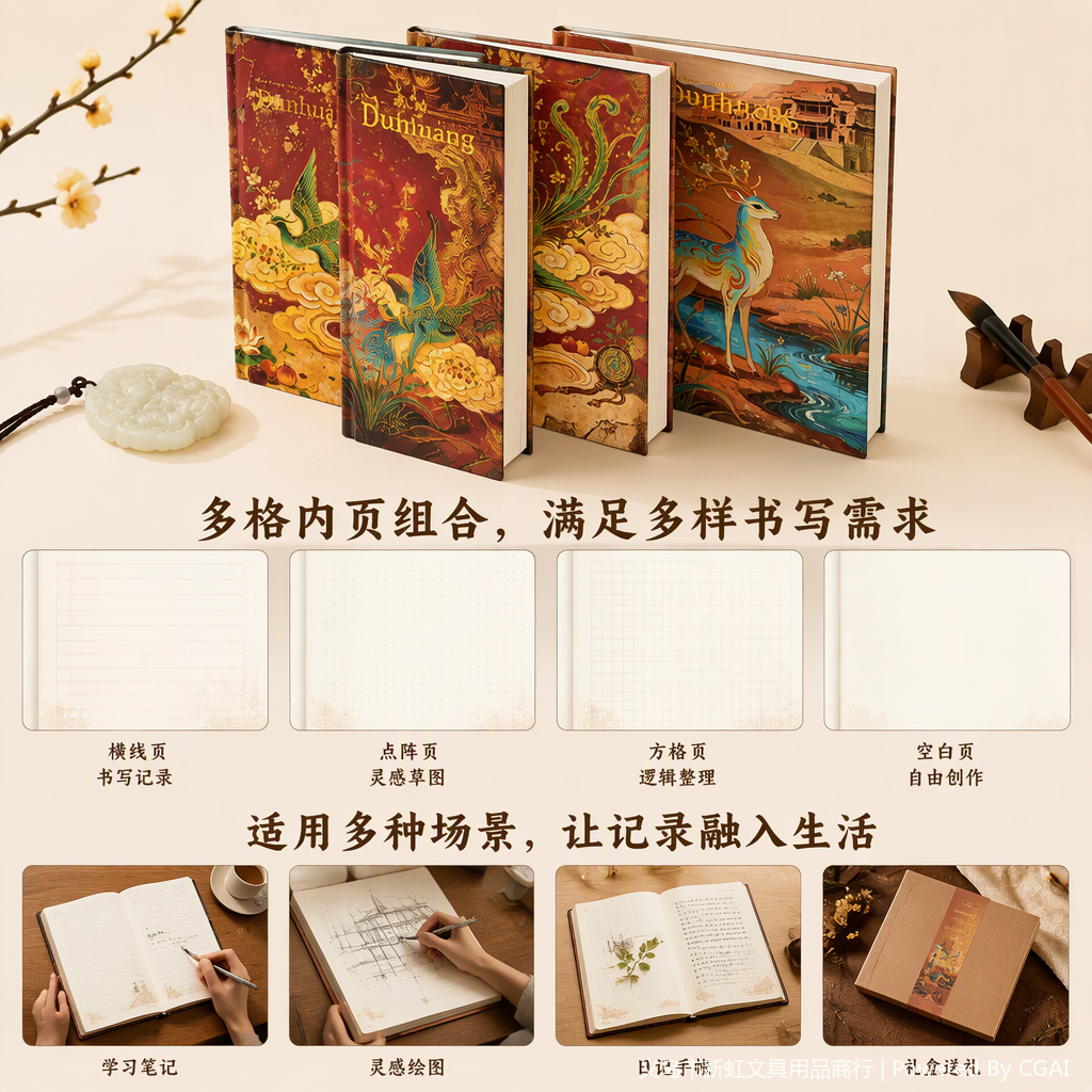 Cuaderno de cuatro páginas a colorear de tapa dura dragón ciervo feng tianma mito ruizoo ilustración portada libreta creativa libreta de oficina estudiantil regalo