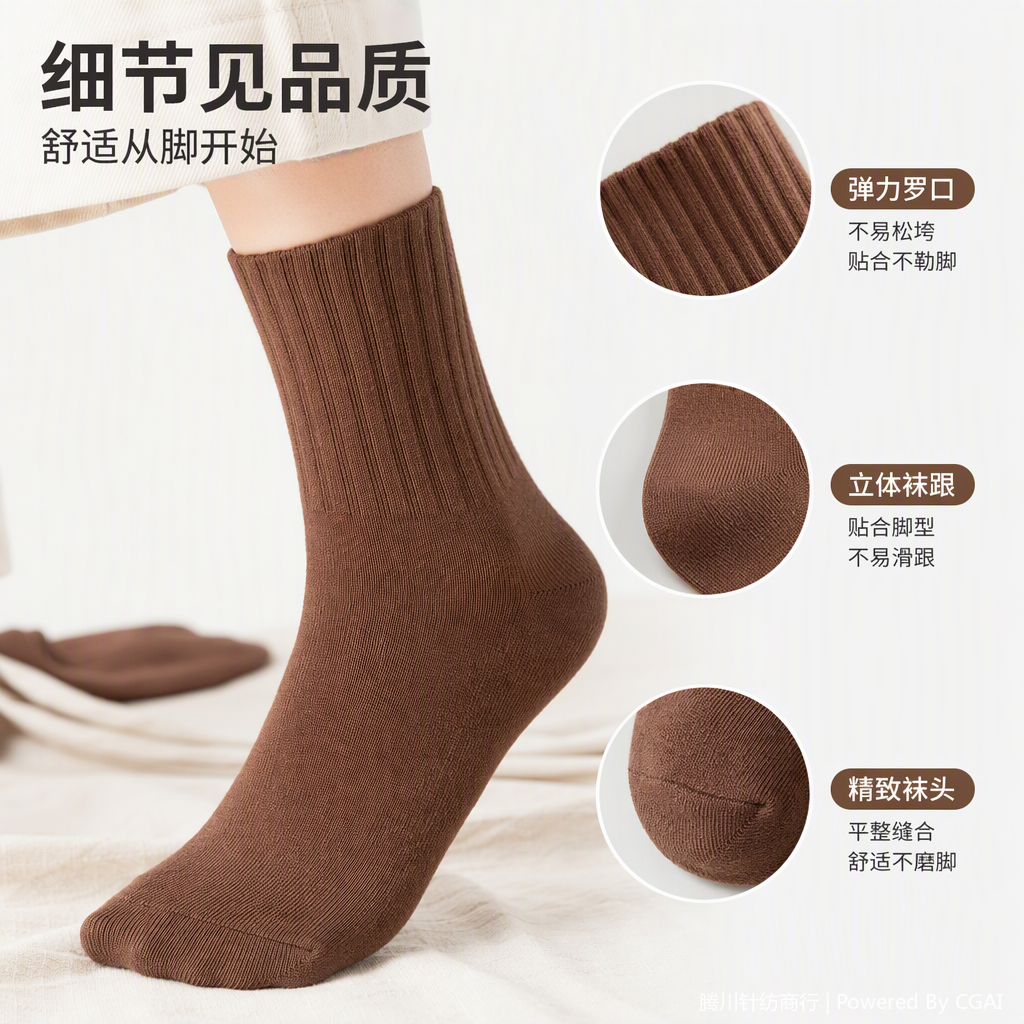 Fashionable and casual brown vertical striped short socks, comfortable, breathable and versatile sports socks for both men and women
