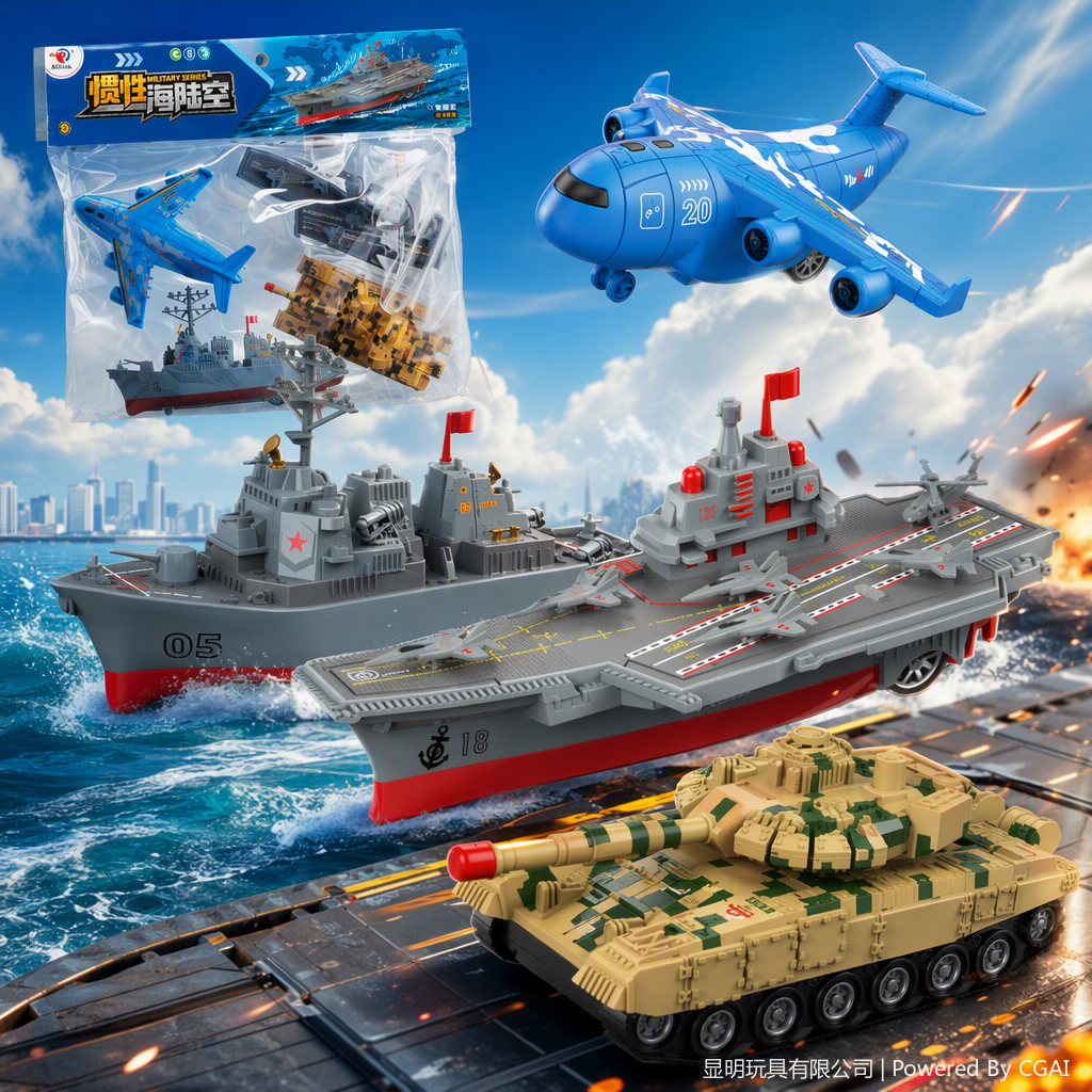 مجموعة مضحكة من أسلحة الأطفال المقاتلة في شكل حاملة طائرات زرقاء اللون من دبابات التمويه Specification image