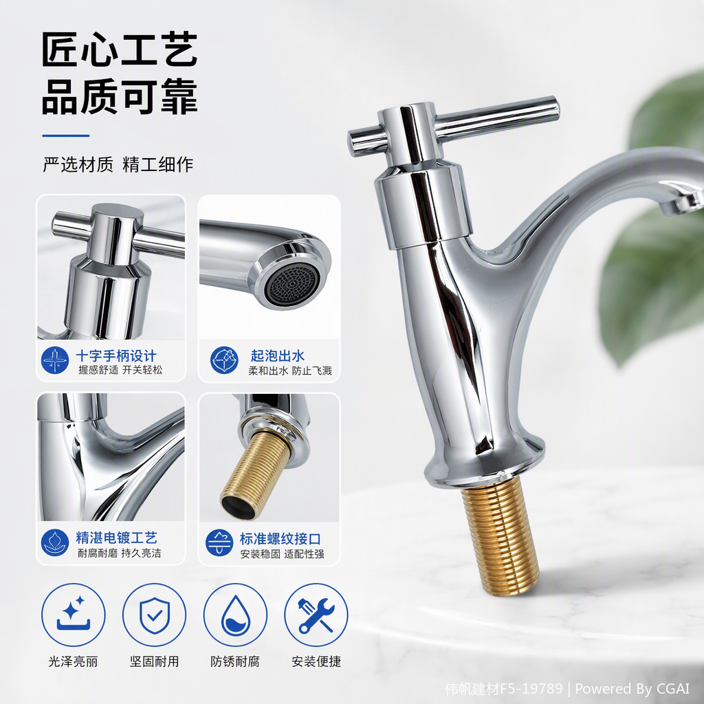 The high-gloss silver kitchen washbasin faucet is durable, rust-proof and multi-functional. It features a simple and fashionable design
