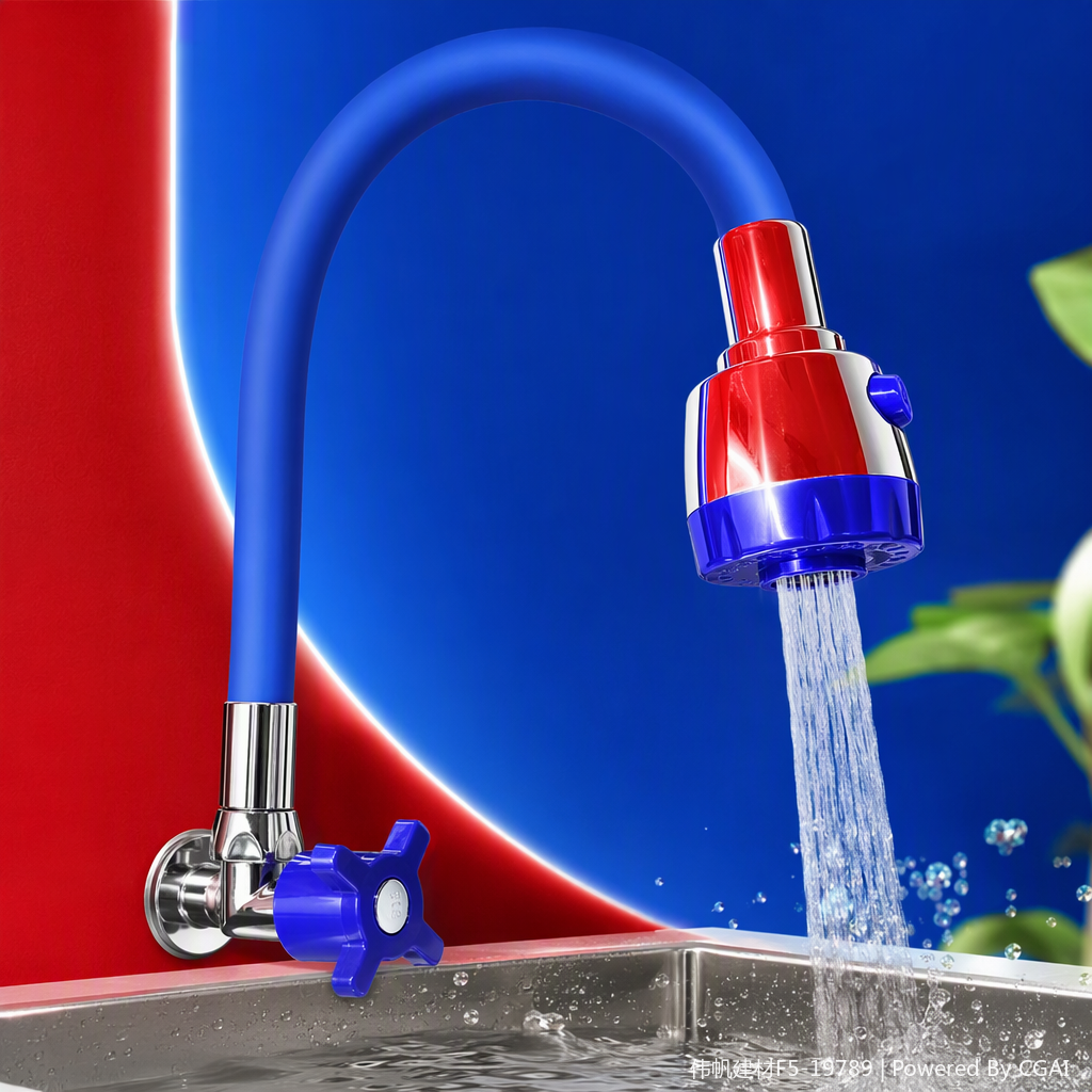 Multi-color flexible kitchen washbasin water pipe, pressure-resistant and foldable blue hose faucet accessory Specification image
