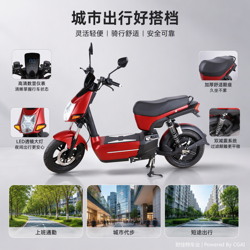 High-performance electric motorcycles are powerful and have a long range. Portable electric vehicles are comfortable to ride and durable accessories