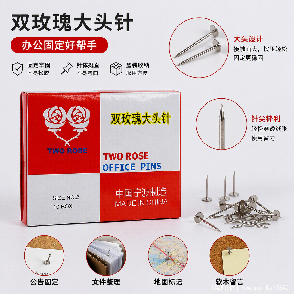 Double rose pins, red and white packaging box, decorative pins, creative pins, gift collection accessories