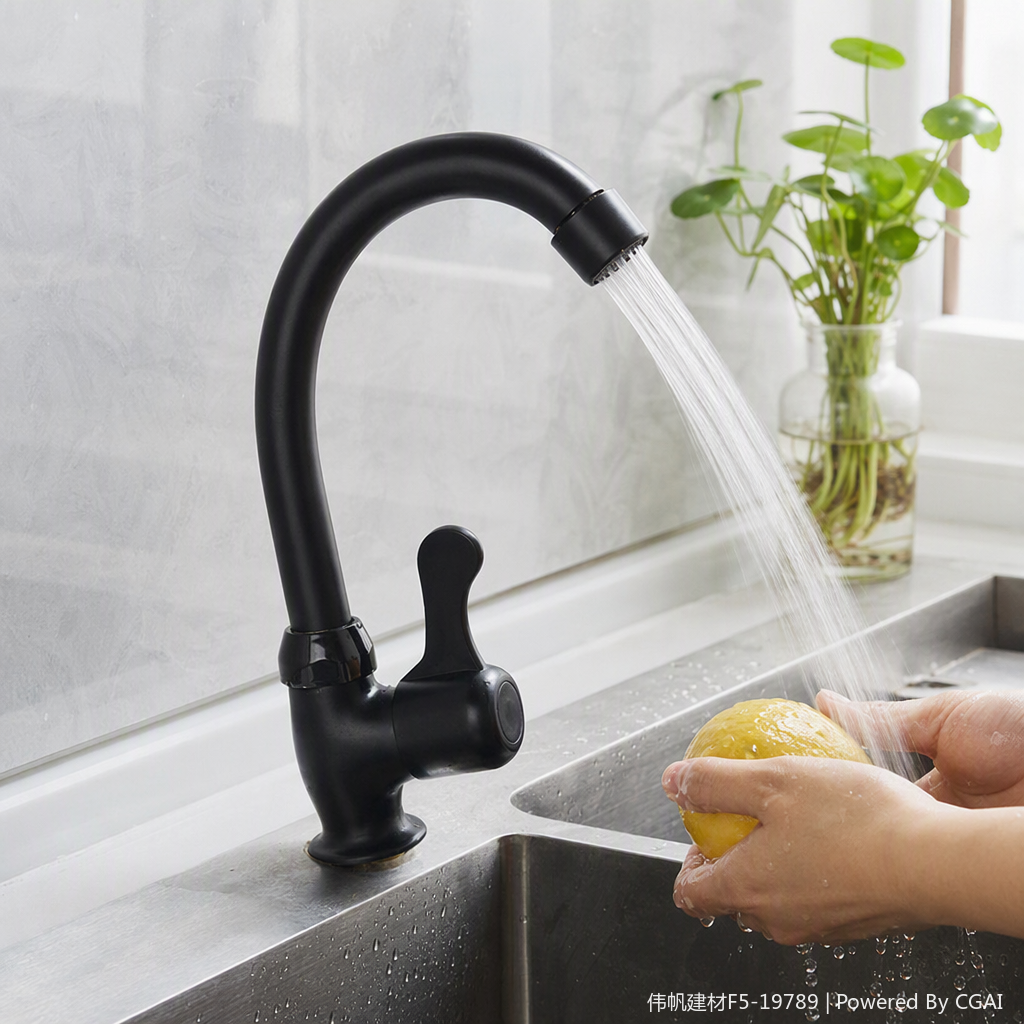 Fashionable black kitchen washbasin faucet, anti-rust, durable and simple sink faucet accessory details Picture