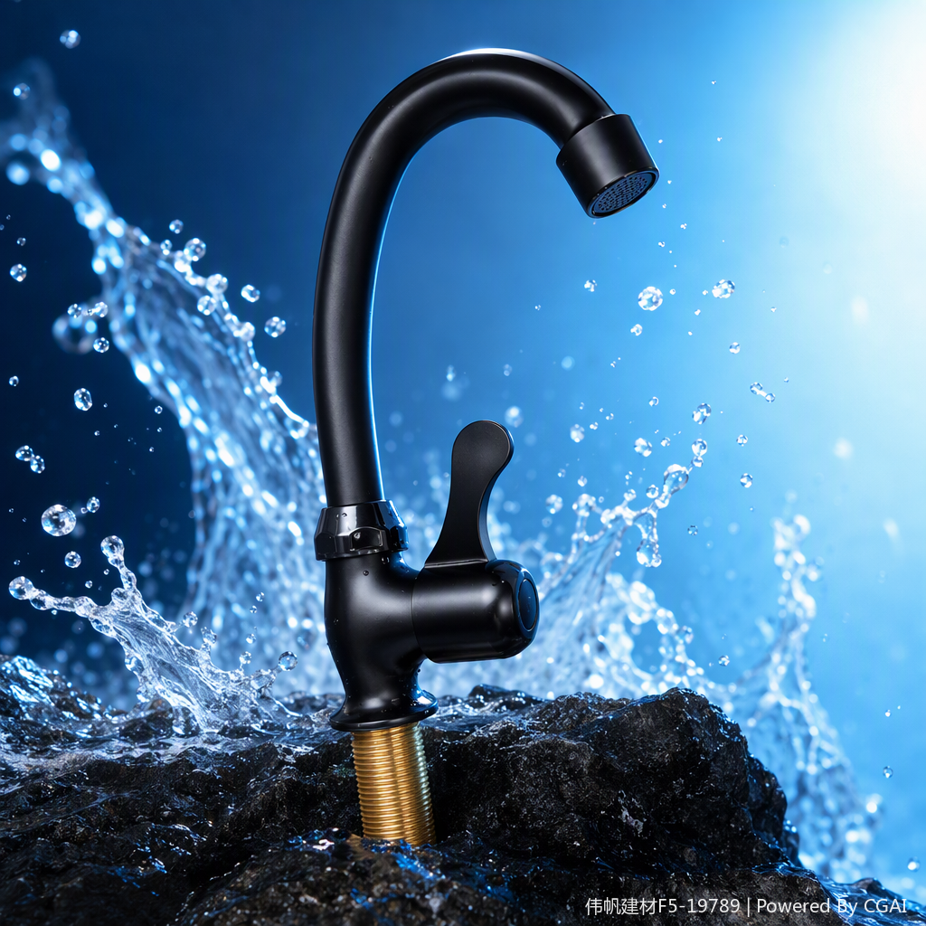 Fashionable black kitchen washbasin faucet, anti-rust, durable and simple sink faucet accessory Specification image