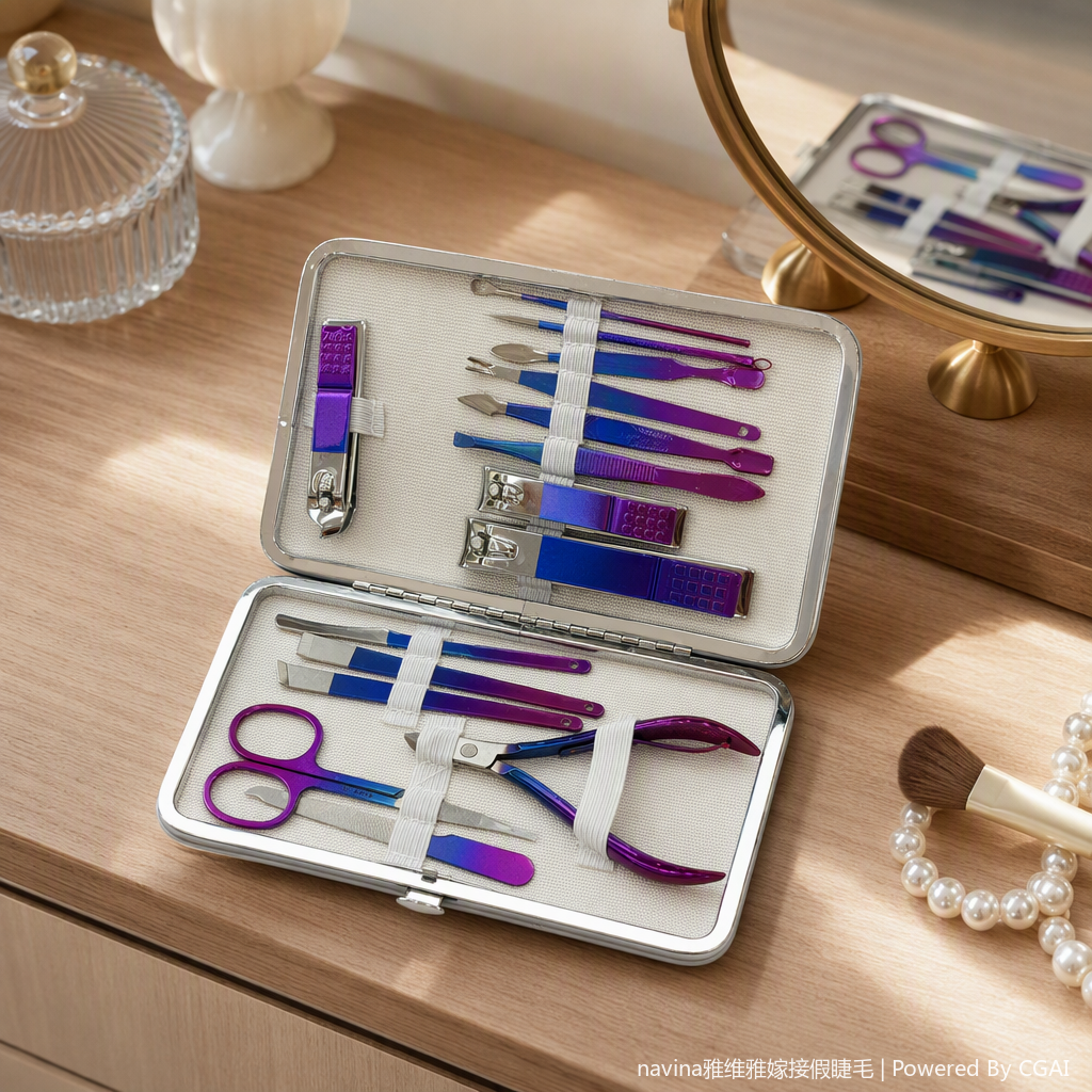 Professional nail art tool sets: nail polish glue, nail pen, nail trimming scissors, nail patches, nail stickers, nail carving tool sets, beauty and skin care products, and makeup supplies