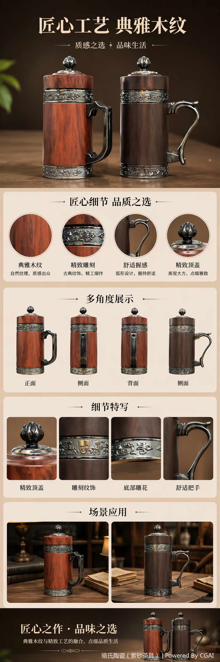 多彩陶瓷杯家用日常办公创意水杯简约耐热咖啡茶具礼品装详情1