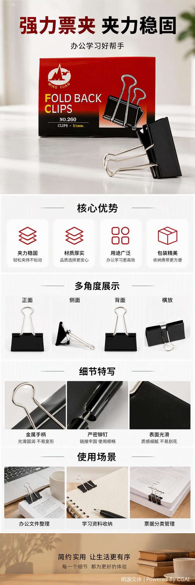 Colorful red packaging box with metal clips, creative storage and organization items, essential for home decoration pic 1