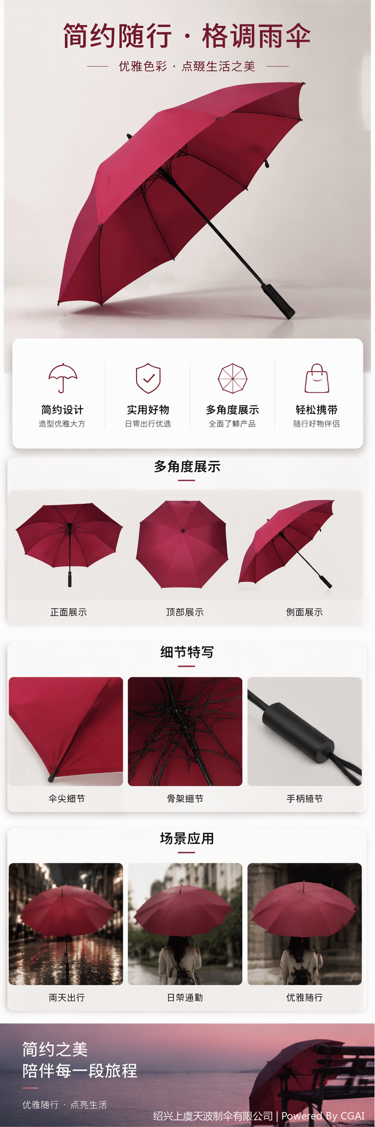 多功能防风遮阳雨伞轻便耐用晴雨两用时尚便携防雨遮阳用品详情1