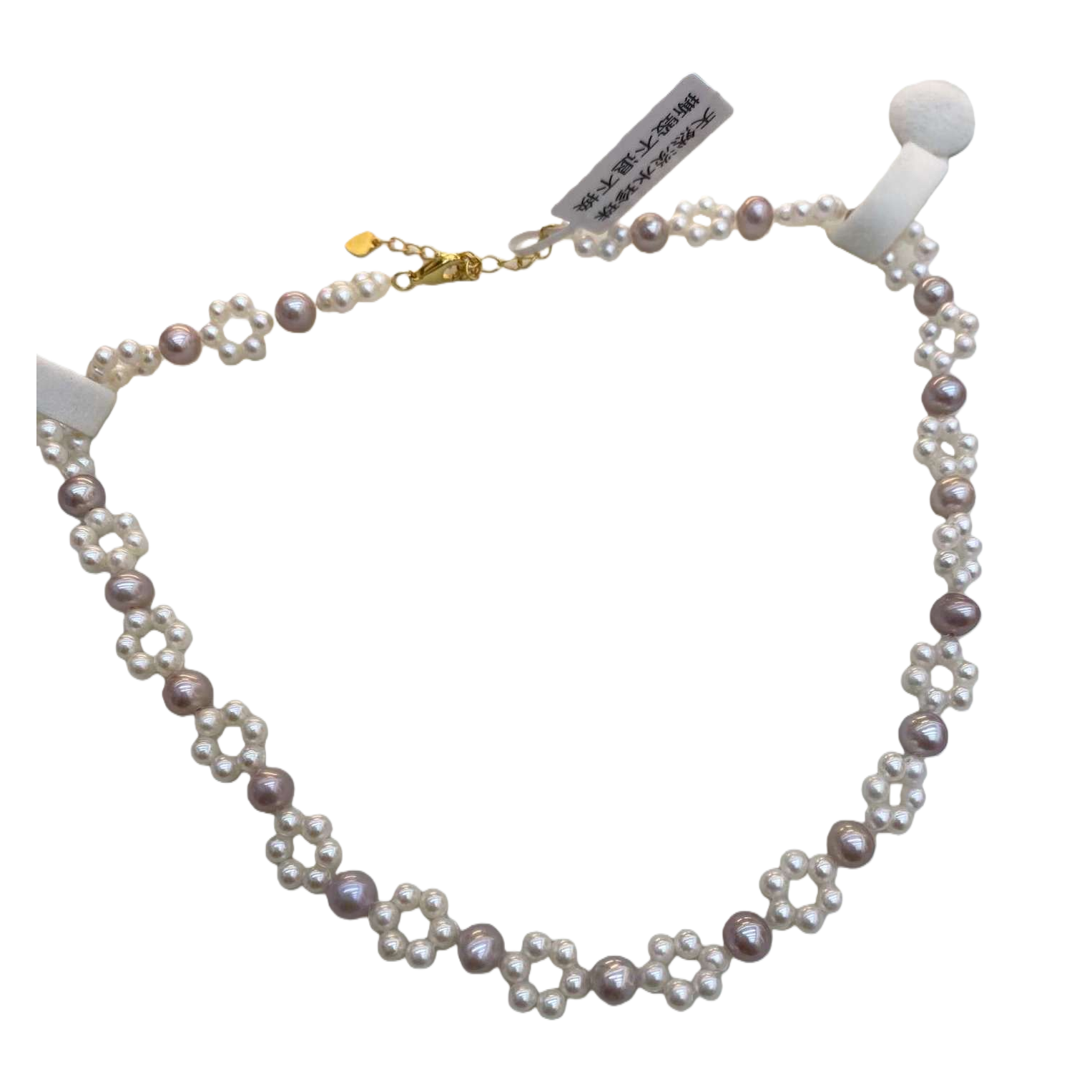 The light purple and white pearl woven necklace is elegant, fashionable and versatile. It's a perfect gift for your girlfriend Item Picture