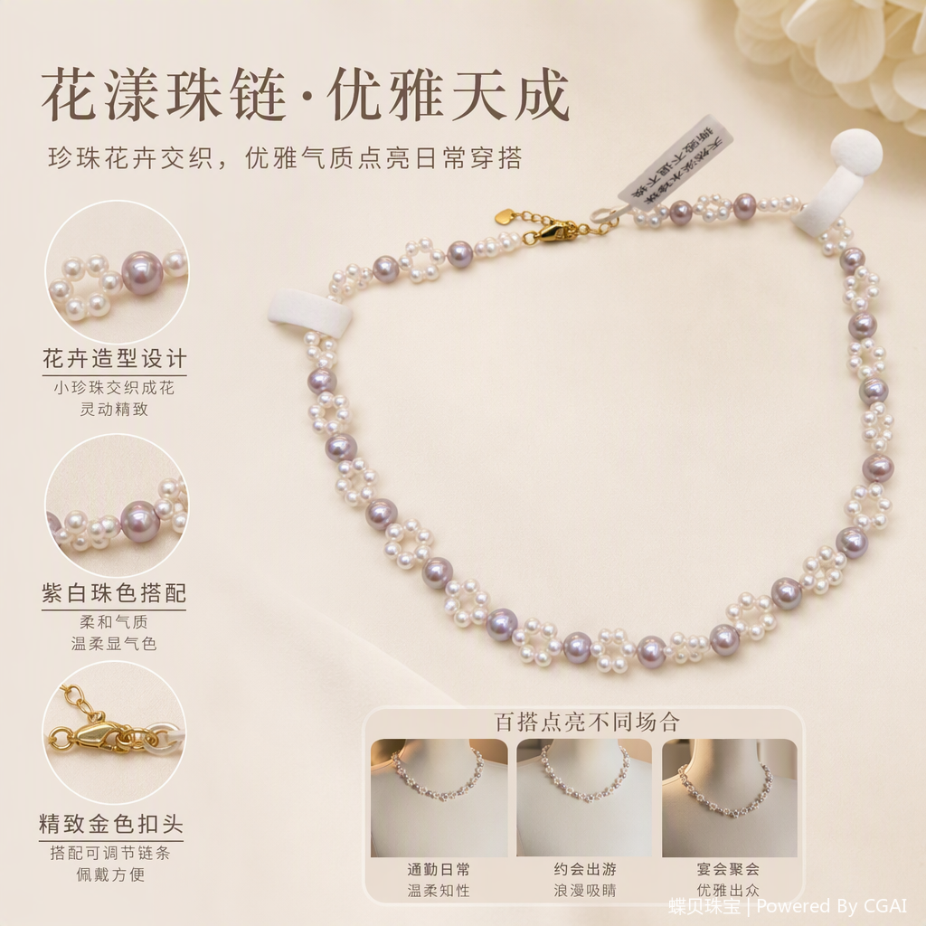 Lila white pearl collar trenzado elegante temperamento moda versátil regalo para novia
