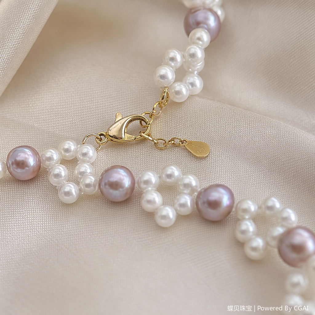 The light purple and white pearl woven necklace is elegant, fashionable and versatile. It's a perfect gift for your girlfriend Application Scenario