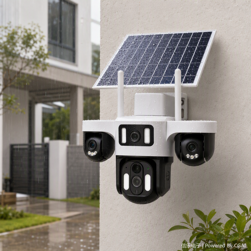 White solar-powered surveillance camera, high-definition night vision, waterproof wireless security monitoring equipment, home monitoring system details Picture