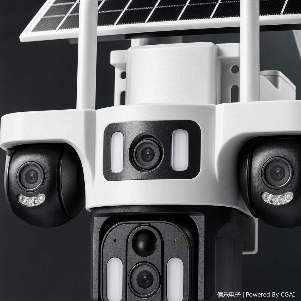 White solar-powered surveillance camera, high-definition night vision, waterproof wireless security monitoring equipment, home monitoring system Application Scenario