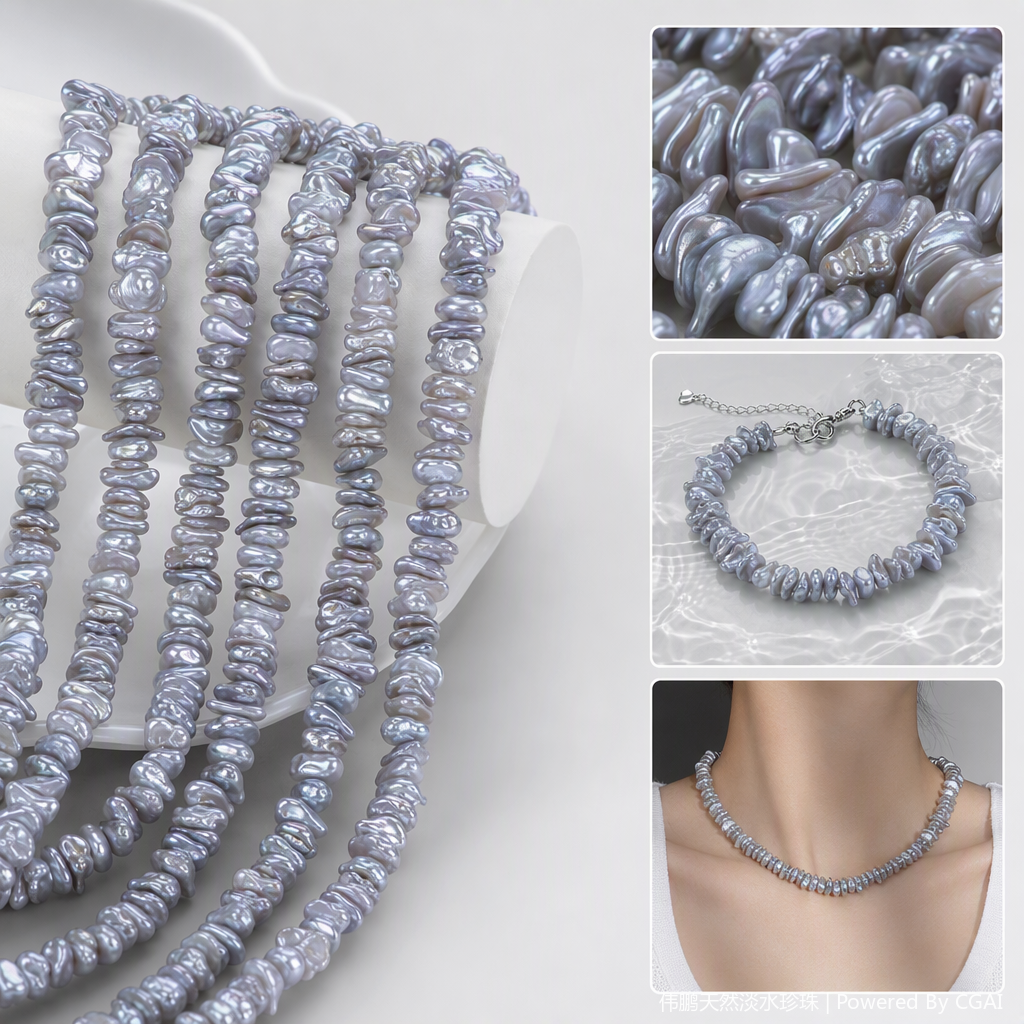 Semi-finished DIY handmade accessories of natural freshwater Baroque silver pearls Application Scenario