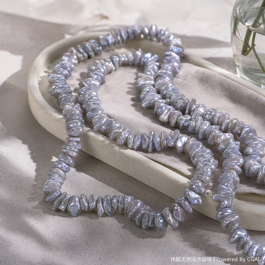 Semi-finished DIY handmade accessories of natural freshwater Baroque silver pearls Specification image