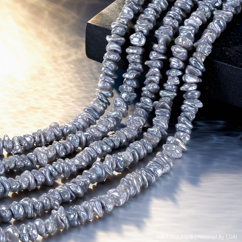 Semi-finished DIY handmade accessories of natural freshwater Baroque silver pearls details Picture