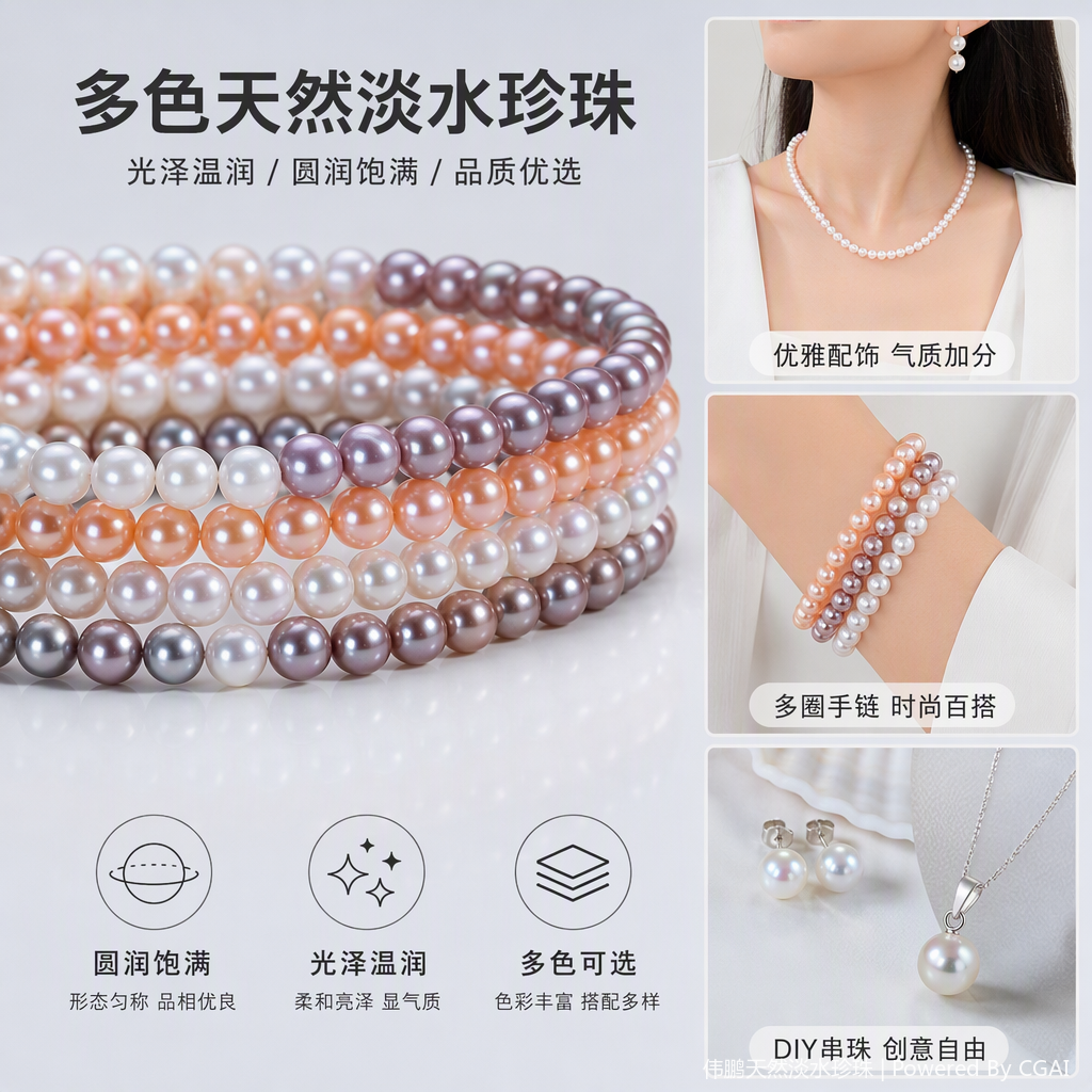 Semi-finished 6-7mm natural fresh water beaded necklace without a core details Picture