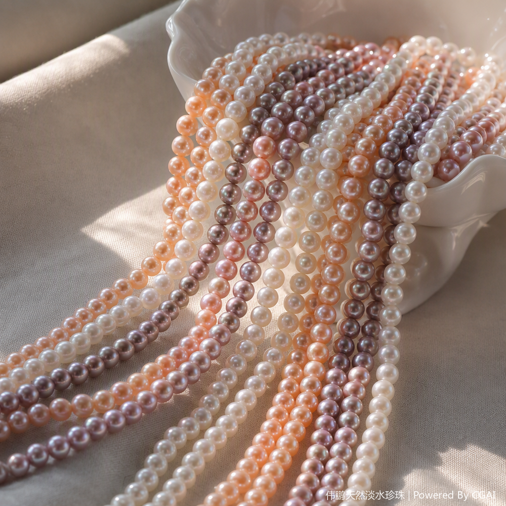 Semi-finished 6-7mm natural fresh water beaded necklace without a core Item Picture