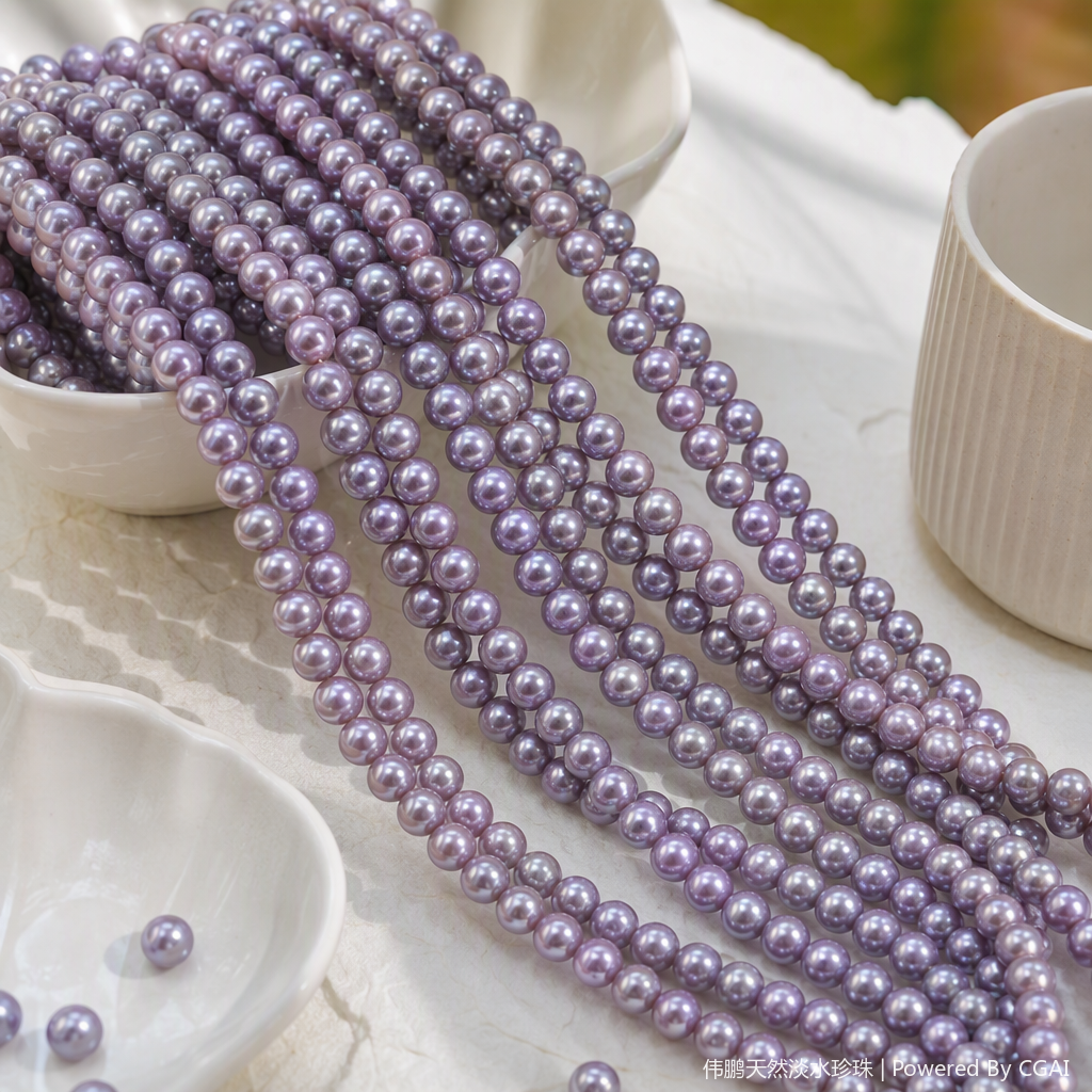 Semi-finished product of 6-7mm natural fresh water nuclear-free demon purple beaded necklace Application Scenario