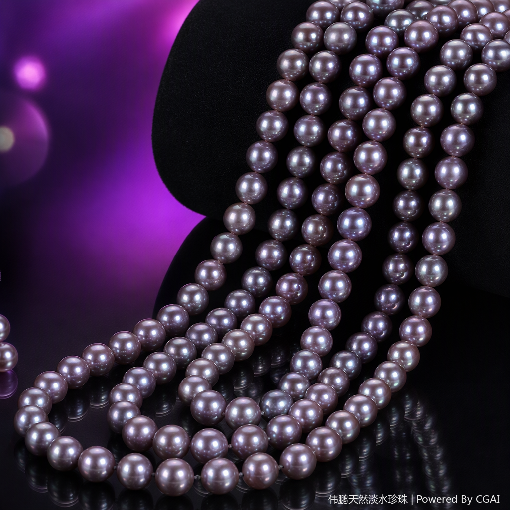 Semi-finished product of 6-7mm natural fresh water nuclear-free demon purple beaded necklace Item Picture