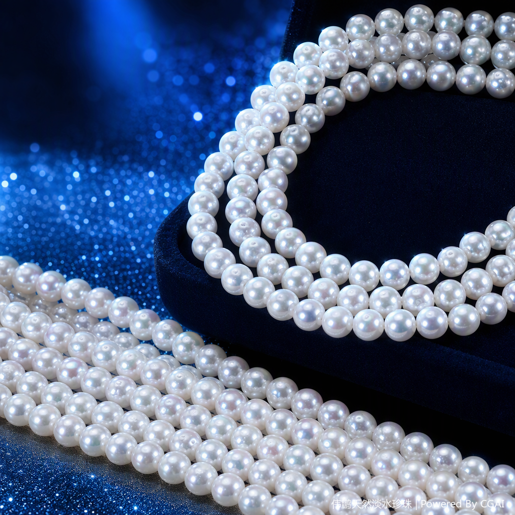 Semi-finished natural fresh water 6-7mm round beaded necklace