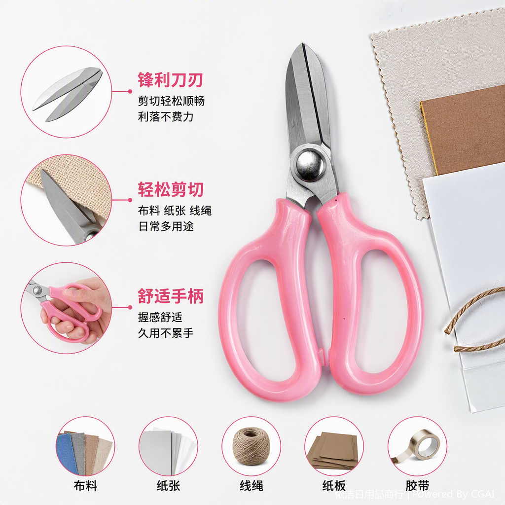 Multi-functional hand scissors, household cutting tools, metal scissors, office tailor cutting supplies Specification image