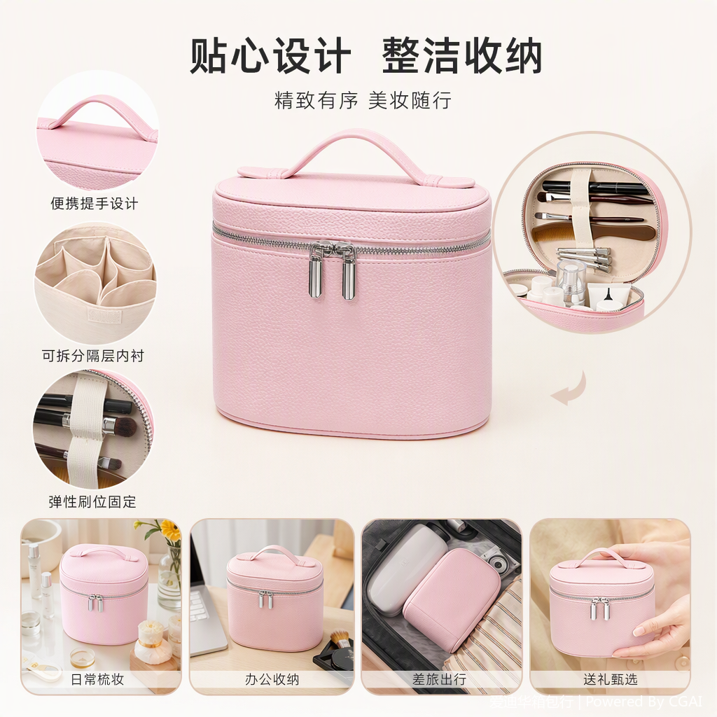 Mummy Dinner bag, makeup box, fashionable, portable and multi-functional storage bag, ladies' hand-held makeup bag, bag accessories, organization and storage bag Specification image
