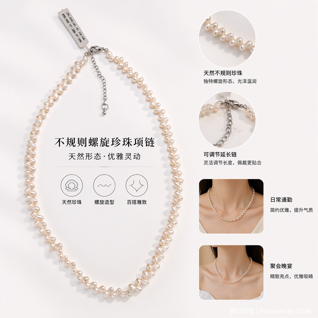 Elegant white pearl necklace, simple and versatile, a fashionable gift accessory and jewelry
