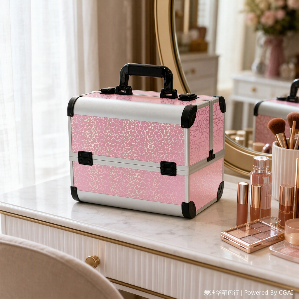 Colorful laser crack makeup box, hand-held aluminum alloy multi-layer unfolding foldable storage box with lock, large capacity nail, eyelash and tattoo professional toolbox, portable makeup storage box, multiple colors to choose from