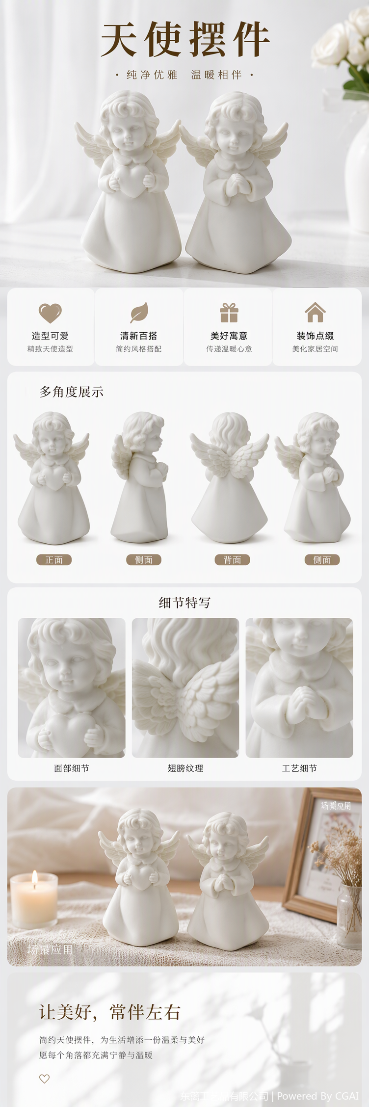 Estatua de ángel blanco decoración decoración interior artesanía creativa decoración del hogar arte regalo colección pic 1