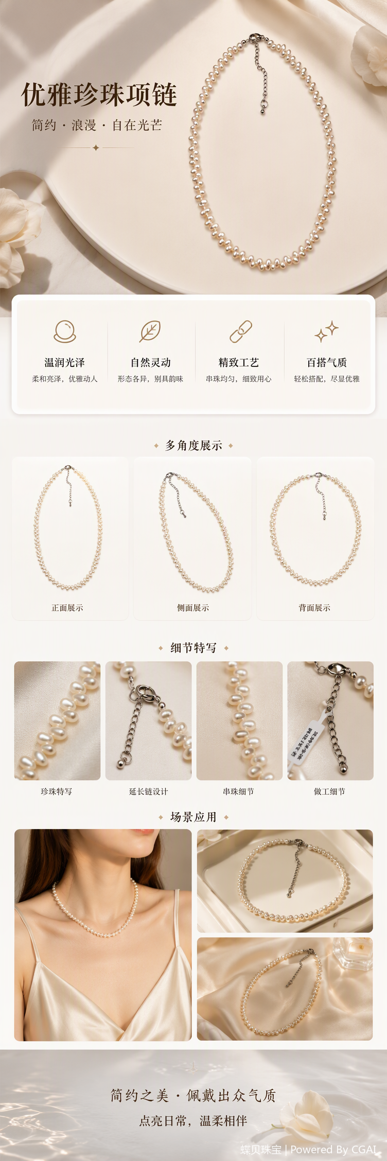 Elegant white pearl necklace, simple and versatile, a fashionable gift accessory and jewelry pic 1