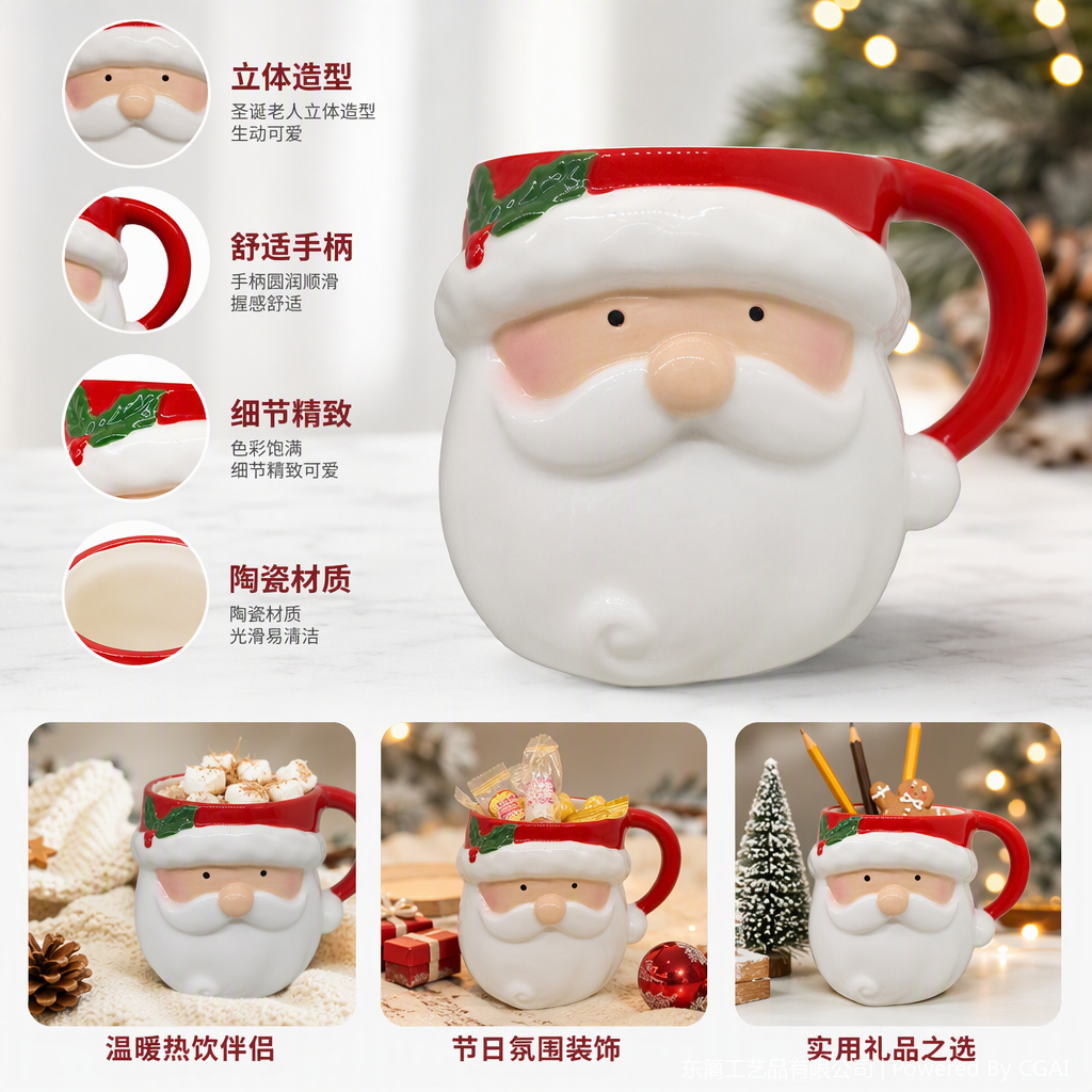 A warm Christmas gift with a red old-shaped ceramic mug and creative home items