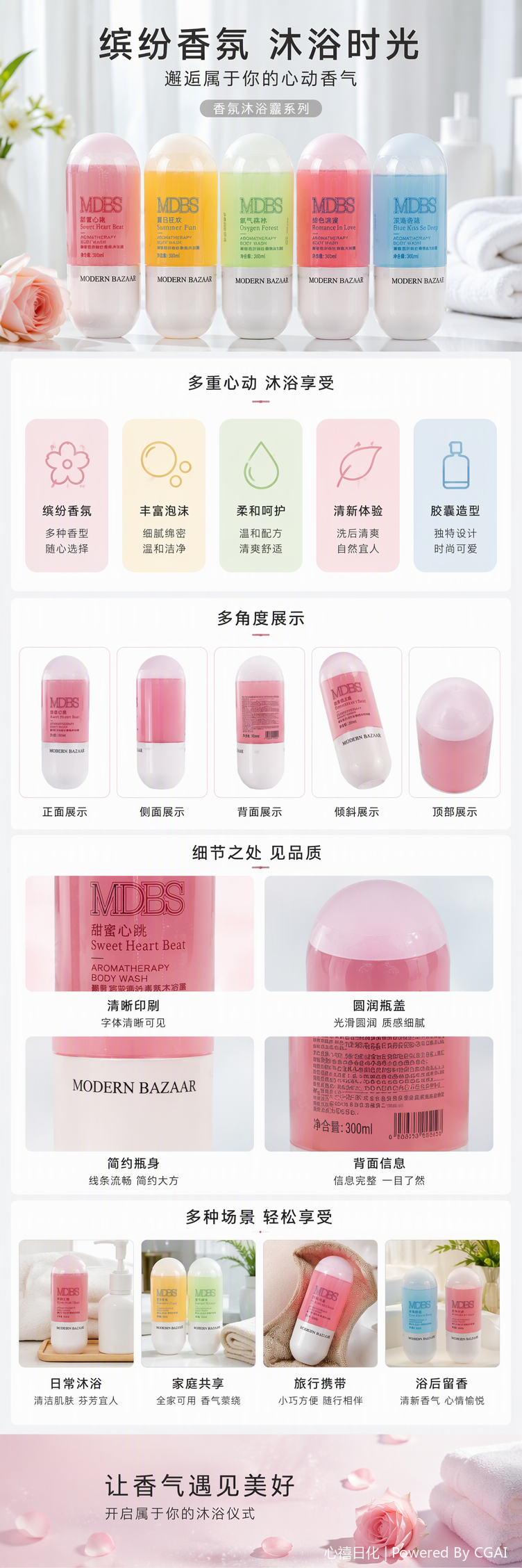 Gel corporal embotellado colorido hidratante nutritivo fresco perfumado aplicado cuidado corporal completo pic 1