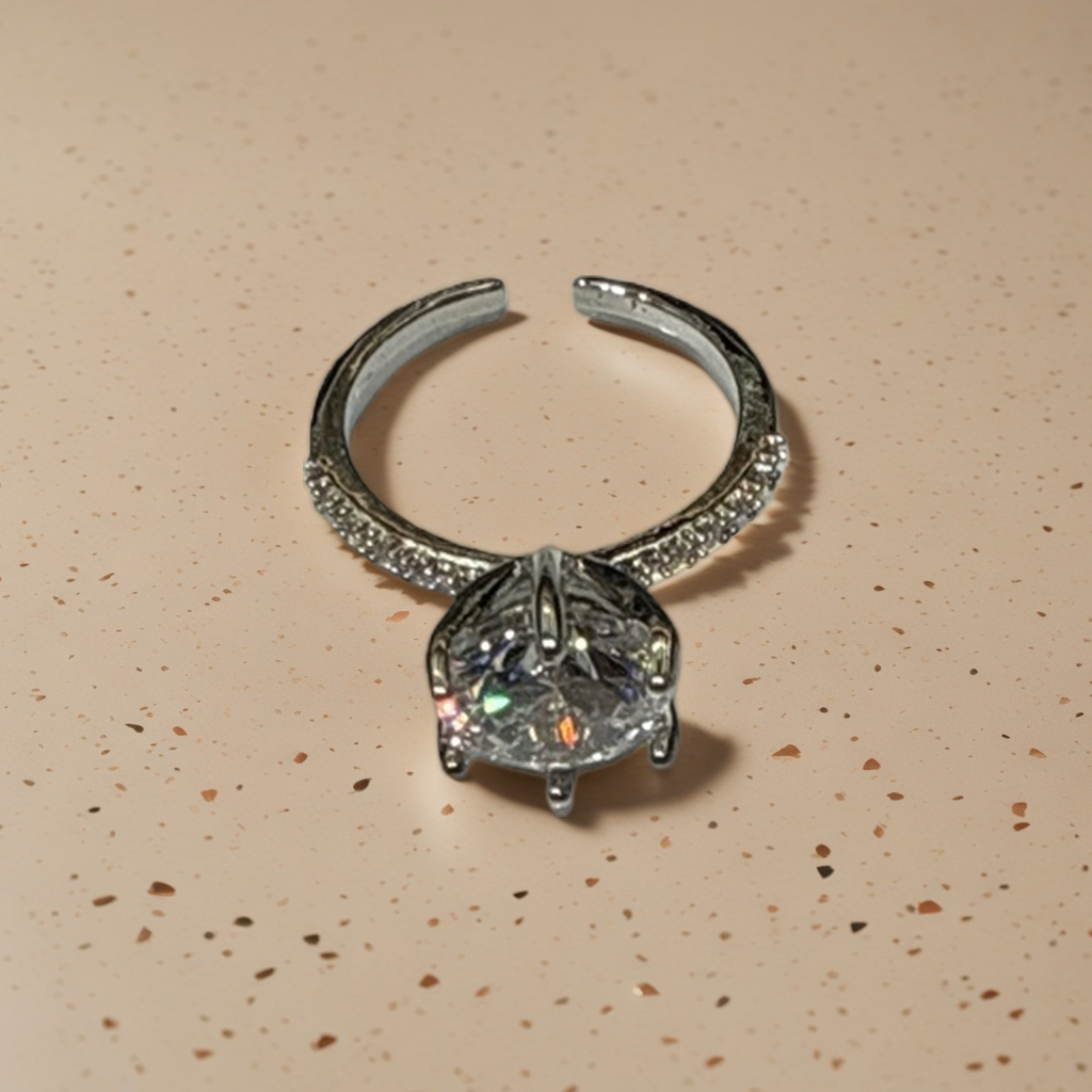 A dazzling silver diamond-encrusted ring, a fashionable and versatile simple design, is an elegant gift accessory for women