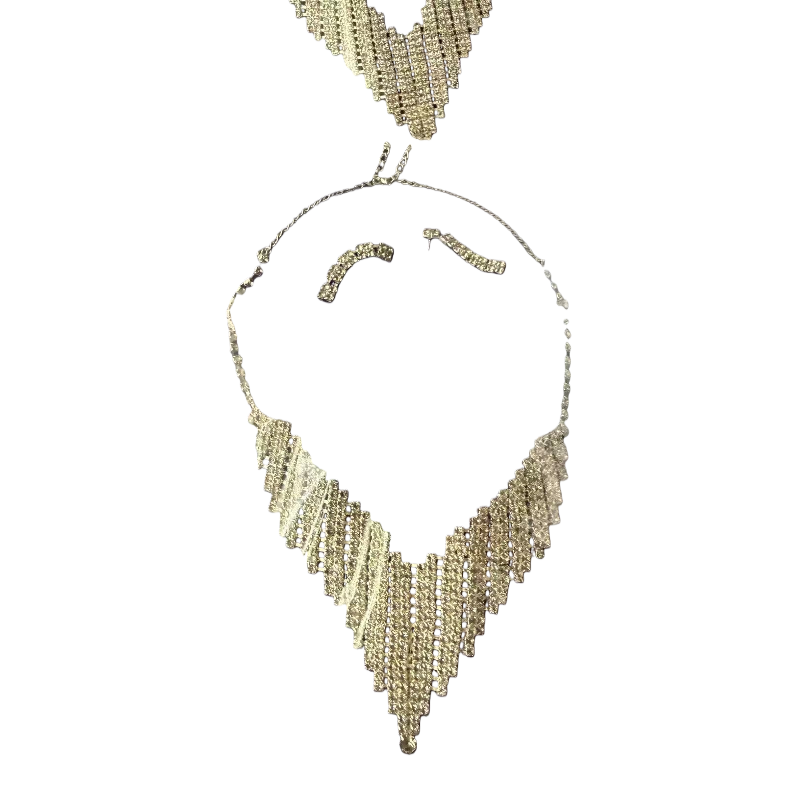 Shining silver rhinestone necklace set, fashionable, versatile and elegant ladies' accessory gift box Item Picture