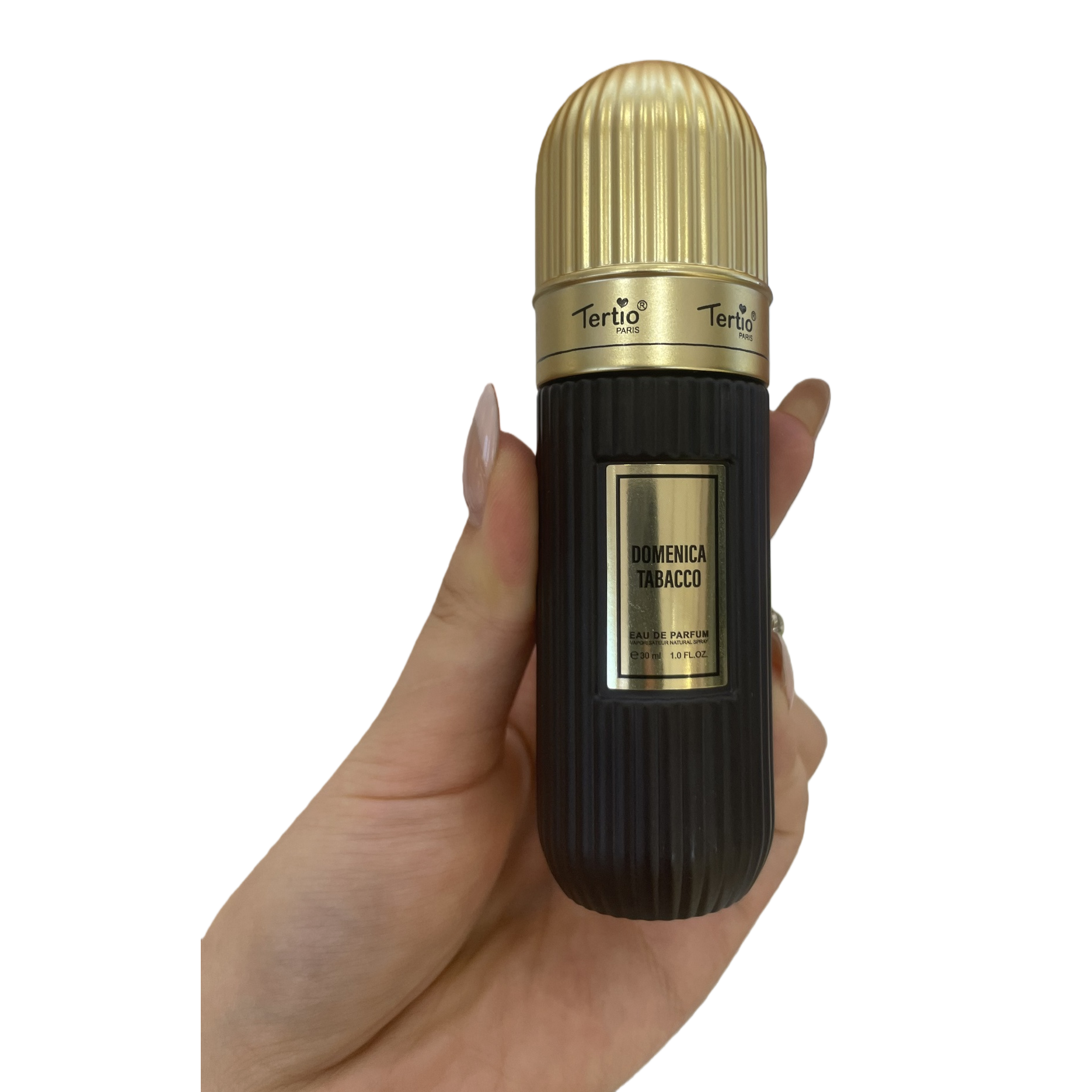 Golden bottle cap, black bottle body, fashionable, simple and high-end fragrance container, gift decoration Item Picture