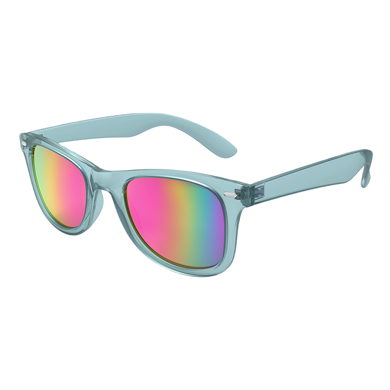 Moda arco iris reflectores gafas de sol montura azul claro hombre y mujer tendencia polarizado gafas de sol protección uv Item Picture