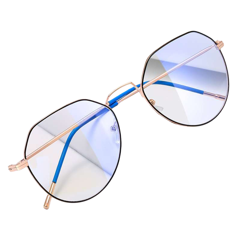 إطارات ذهبية، مرآة زرقاء، نظارات الساقين، نوع من الراحة والراحة للرجال والنساء Item Picture