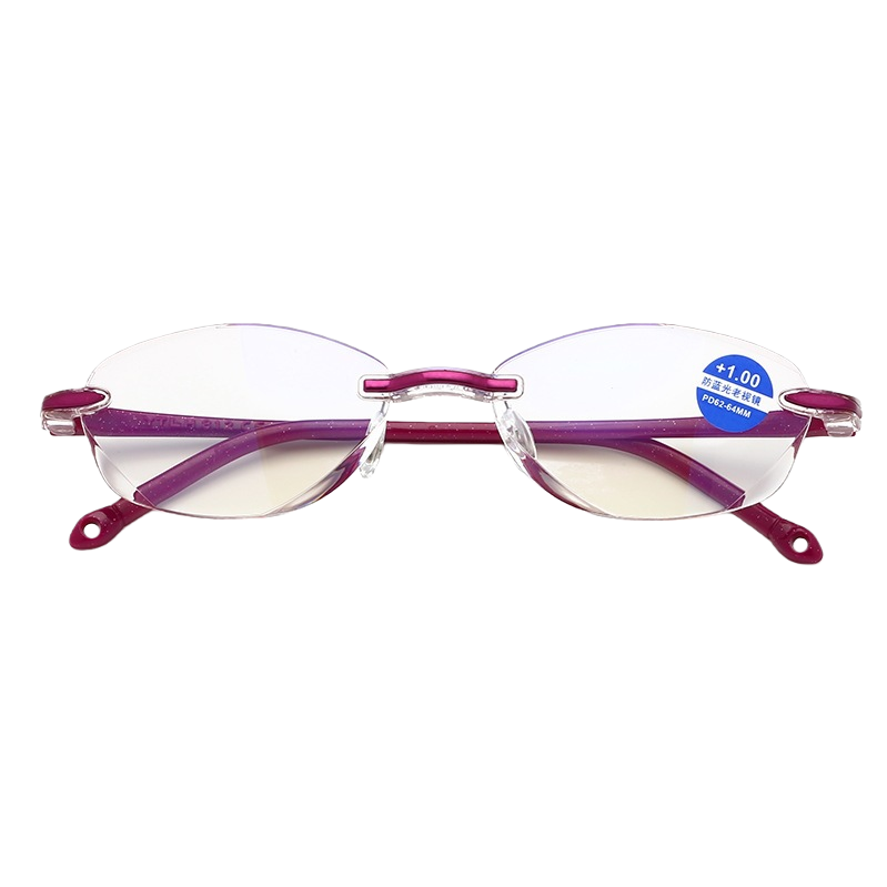 Moda liviano púrpura sin marco gafas de lectura hd antideslumbrantes gafas para ancianos comodidad y durabilidad estilo de tendencia Item Picture