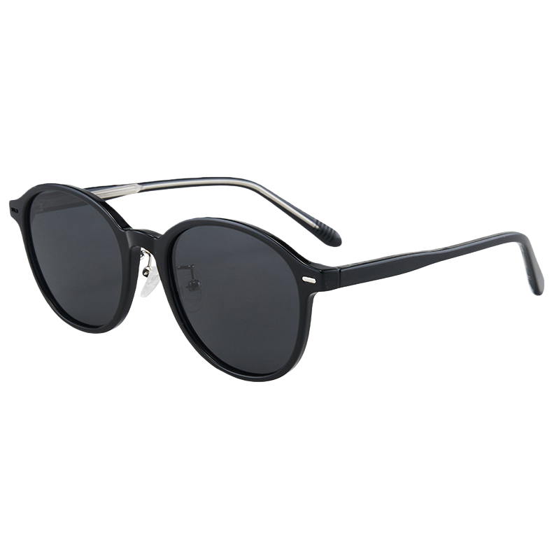 Fashionable and versatile black round-framed polarized sunglasses, trendy sunglasses for both men and women, and UV-resistant sunglasses Item Picture