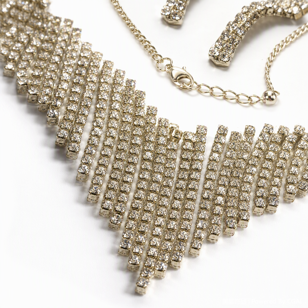Shining silver rhinestone necklace set, fashionable, versatile and elegant ladies' accessory gift box Application Scenario