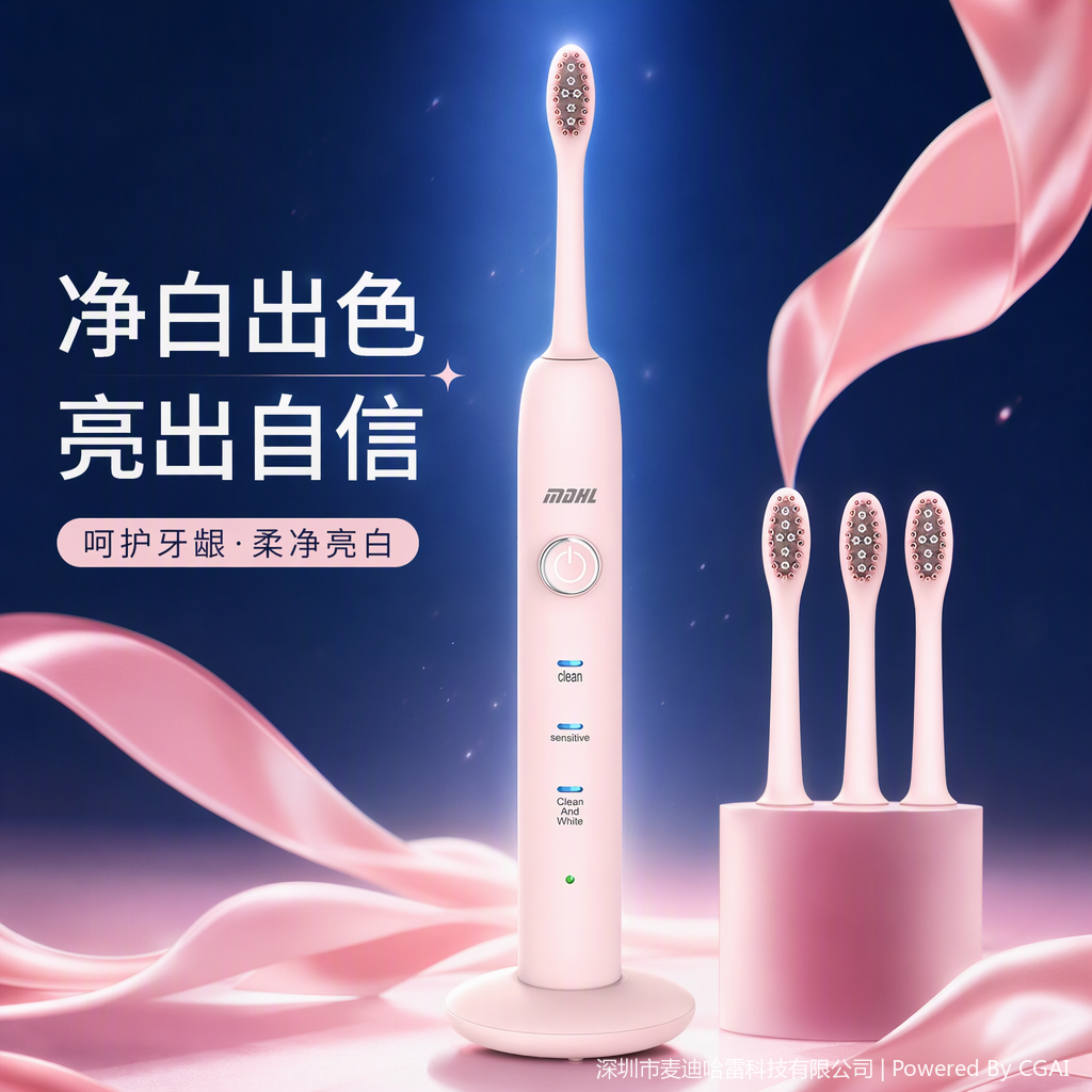 Multi-functional wireless charging sonic vibration electric toothbrush, a universal dental cleaning and care device for adults and children