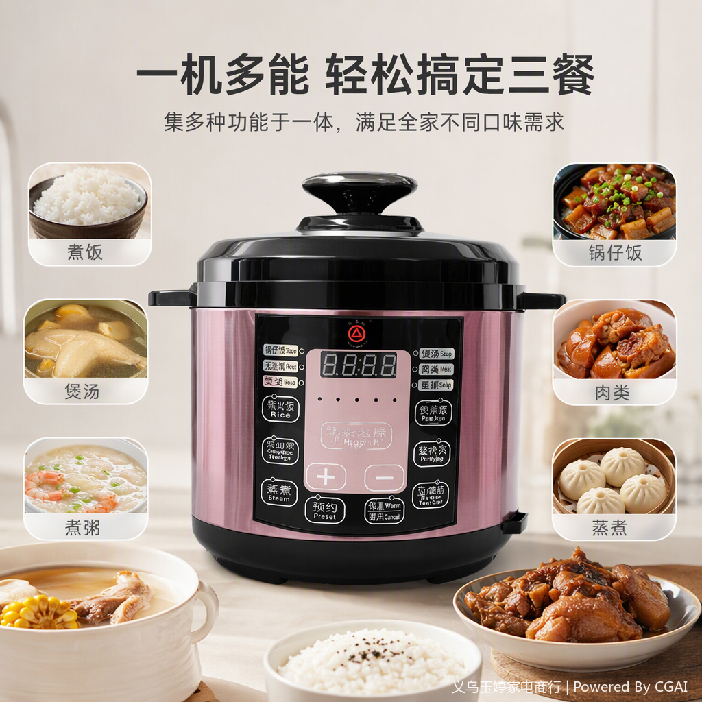 多功能智能电压力锅家用厨房电器高压快煮多容量安全省电